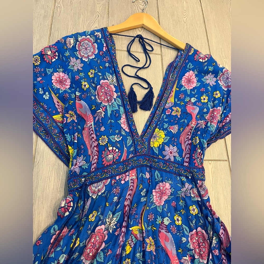 R. Vivomos Deepv Blue Floral Boho Maxi Dress - Picture 10 of 12